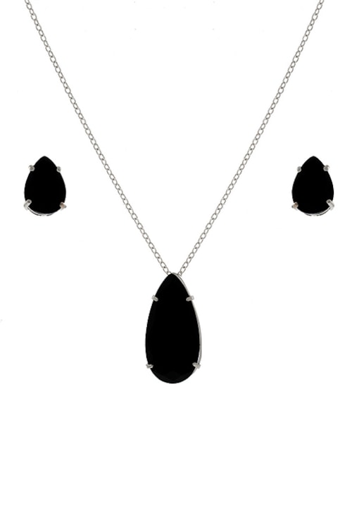 CONJUNTO GOTA COM PEDRA ÔNIX CJ036-R