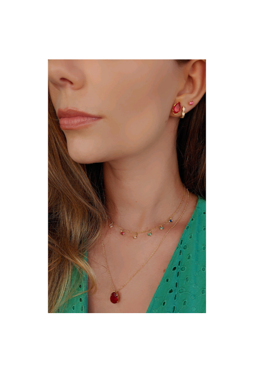 CONJUNTO GOTA COM PEDRA RUBELITA LEITOSO CJ035-O