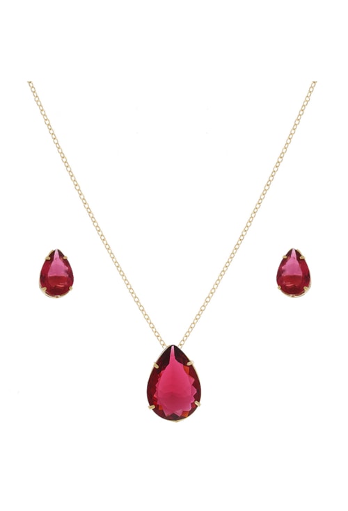 CONJUNTO GOTA COM PEDRA RUBI CJ037-O