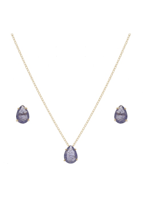 CONJUNTO GOTA COM PEDRA TANZANITA CJ030-O