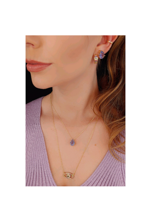 CONJUNTO GOTA COM PEDRA TANZANITA CJ030-O