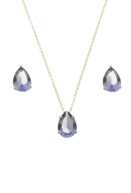 CONJUNTO GOTA COM PEDRA TANZANITA CJ030-O