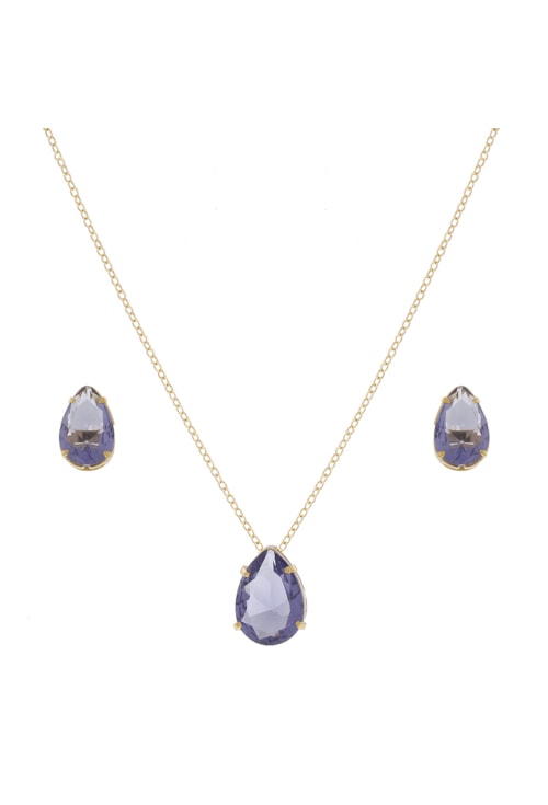 CONJUNTO GOTA COM PEDRA TANZANITA CJ035-O
