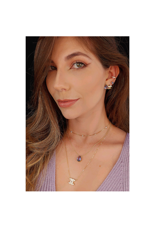 CONJUNTO GOTA COM PEDRA TANZANITA CJ035-O