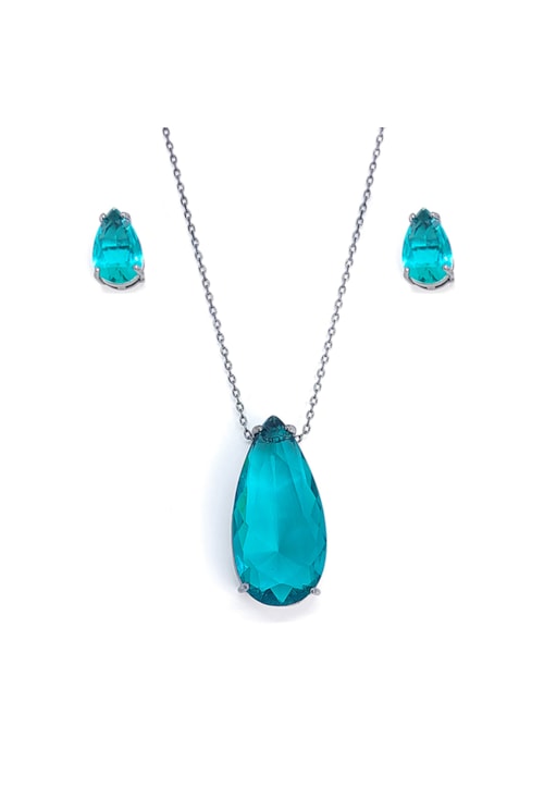 CONJUNTO GOTA COM PEDRA TURMALINA CJ020-G