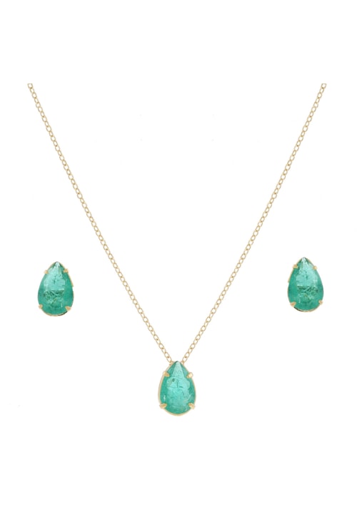 CONJUNTO GOTA COM PEDRA TURMALINA FUSION CJ032-O
