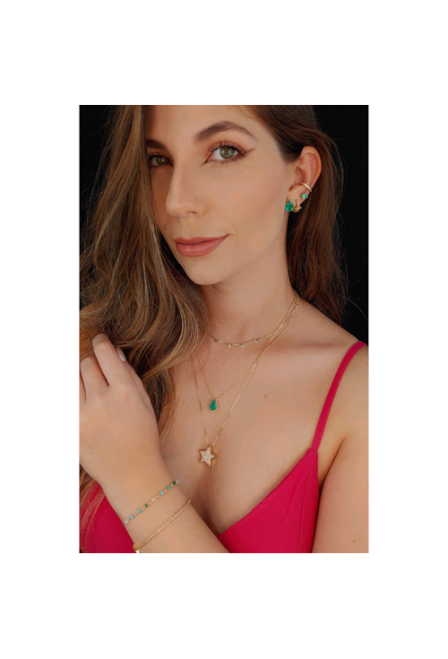 CONJUNTO GOTA COM PEDRA TURMALINA FUSION CJ032-O