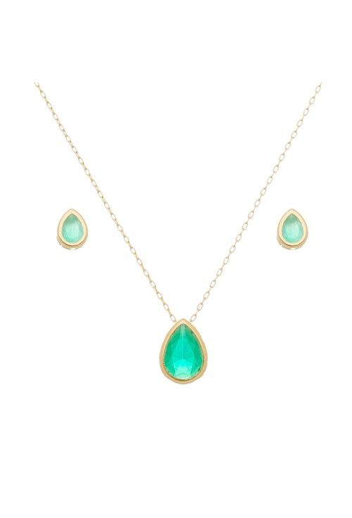 CONJUNTO GOTA COM PEDRA TURMALINA LEITOSA CJ023-O CONJUNTO GOTA COM PEDRA TURMALINA LEITOSA CJ023-O