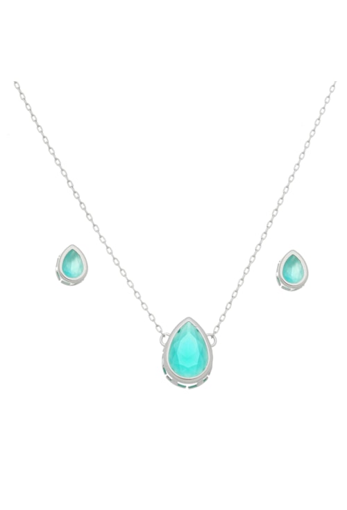 CONJUNTO GOTA COM PEDRA TURMALINA LEITOSA CJ023-R CONJUNTO GOTA COM PEDRA TURMALINA LEITOSA CJ023-R