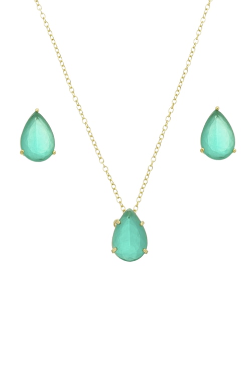 CONJUNTO GOTA COM PEDRA TURMALINA LEITOSA CJ030-O CONJUNTO GOTA COM PEDRA TURMALINA LEITOSA CJ030-O