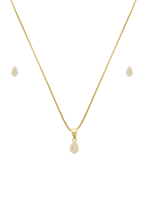 CONJUNTO GOTA CRAVEJADA COM MICRO ZIRCÔNIAS CJ127-O