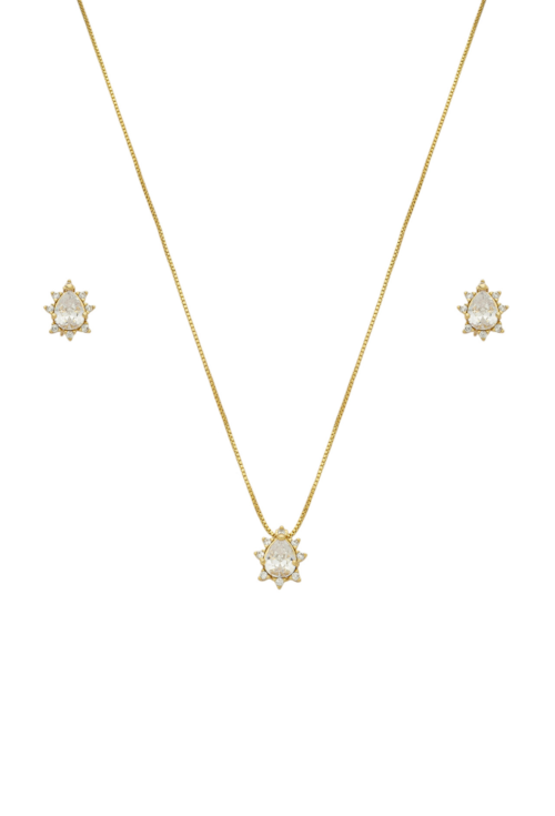 CONJUNTO GOTA CRAVEJADA COM ZIRCÔNIA CJ130-O
