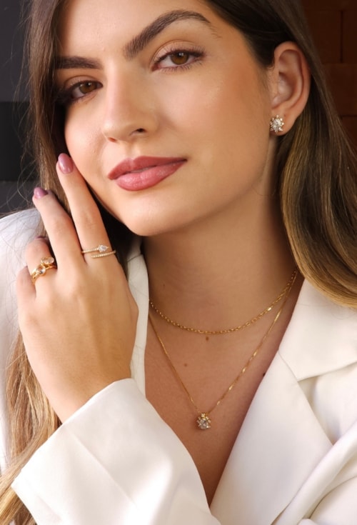 CONJUNTO GOTA CRAVEJADA COM ZIRCÔNIA CJ130-O