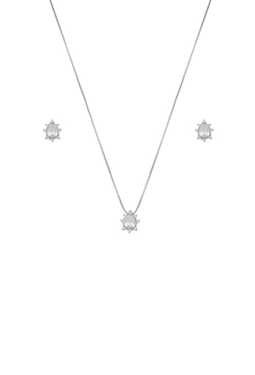 CONJUNTO GOTA CRAVEJADA COM ZIRCÔNIA CJ130-R