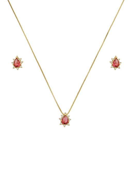 CONJUNTO GOTA CRAVEJADA RUBI CJ130-O