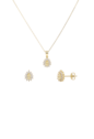 CONJUNTO GOTA CRAVEJADO COM ZIRCÔNIA CITRINO BANHADO A OURO CJ219-O