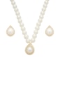 CONJUNTO GOTA PÉROLA SHELL CRAVEJADO BANHADO OURO CJ198-O