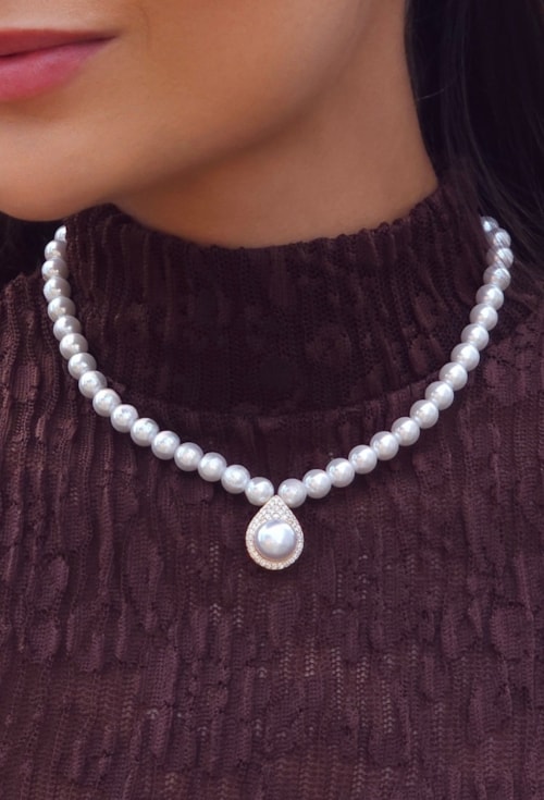 CONJUNTO GOTA PÉROLA SHELL CRAVEJADO BANHADO OURO CJ198-O