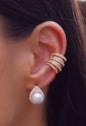 CONJUNTO GOTA PÉROLA SHELL CRAVEJADO BANHADO OURO CJ198-O