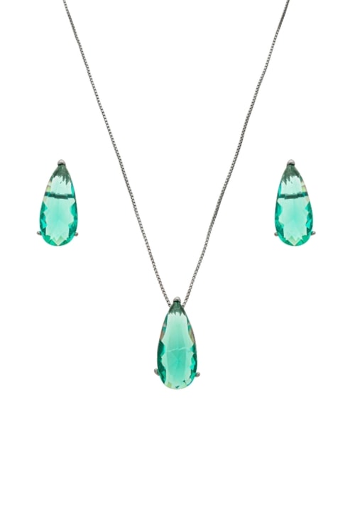 CONJUNTO GOTA TURMALINA NO GRAFITE CJ131-G