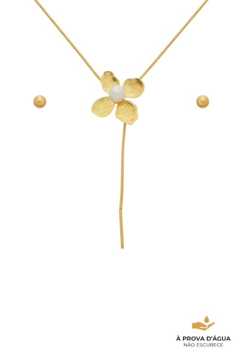 CONJUNTO GRAVATA FLOR COM PÉROLA CJ170-AD