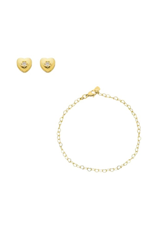 CONJUNTO INFANTIL DE CORAÇÃO COM ZIRCÔNIA CJ064-O