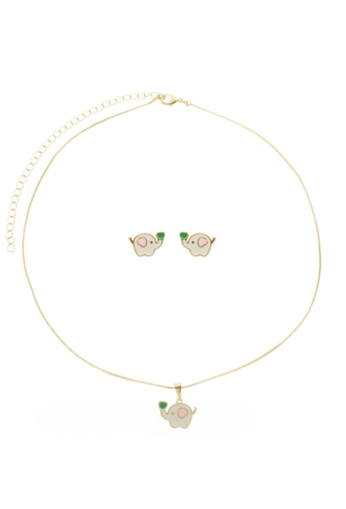 CONJUNTO INFANTIL DE ELEFANTINHO NO OURO CJ121-O CONJUNTO INFANTIL DE ELEFANTINHO NO OURO CJ121-O