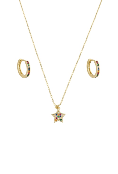 CONJUNTO INFANTIL ESTRELA CRAVEJADA COLORIDO CJ148-O