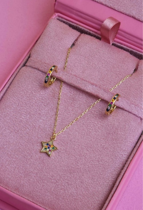 CONJUNTO INFANTIL ESTRELA CRAVEJADA COLORIDO CJ148-O