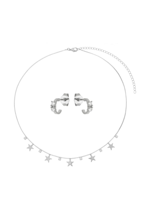 CONJUNTO INFANTIL ESTRELAS DELICADO COM BRINCO ARGOLINHA CJ155-R