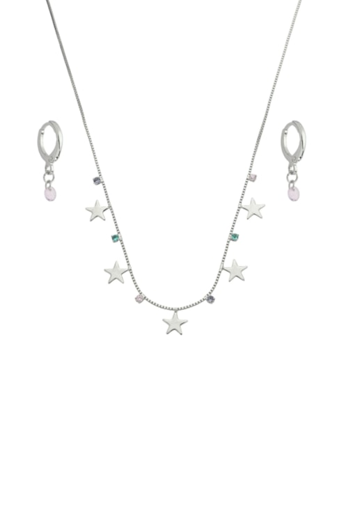 CONJUNTO INFANTIL ESTRELAS E ZIRCÔNIAS CJ156-R