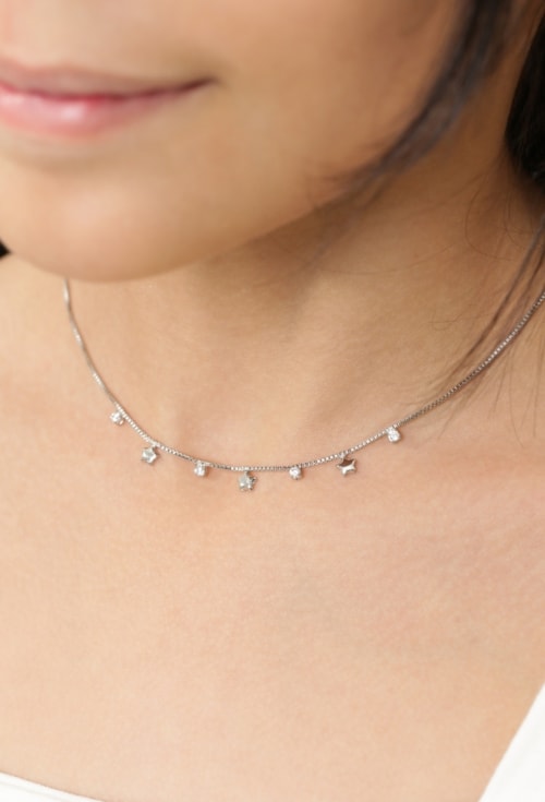 CONJUNTO INFANTIL PONTOS DE LUZ E ESTRELA COM ARGOLINHA CRAVEJADA CJ157-R