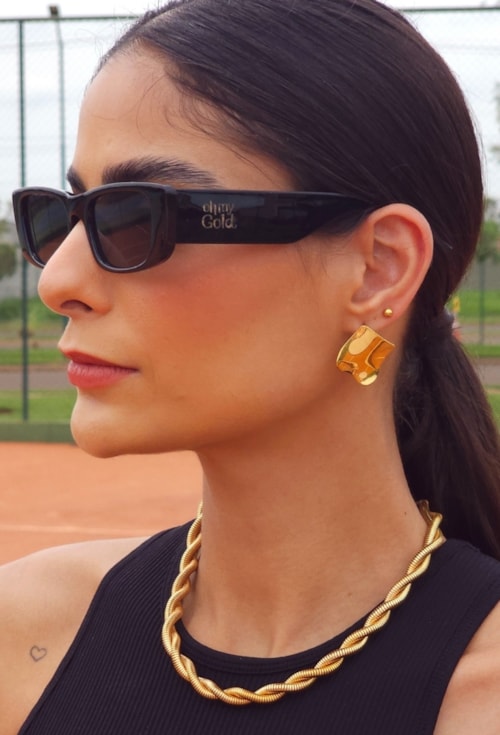 CONJUNTO MALHA TORCIDA EM AÇO DOURADO CJ168-AD