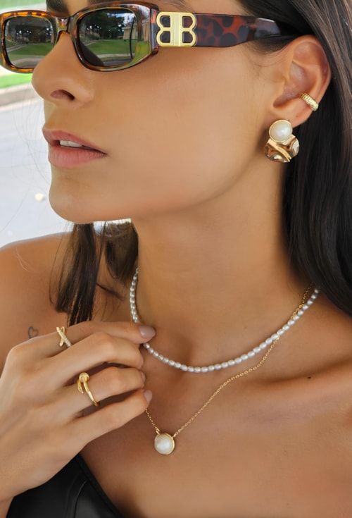 CONJUNTO MARTELADO COM BASE DE PÉROLA CJ109-O