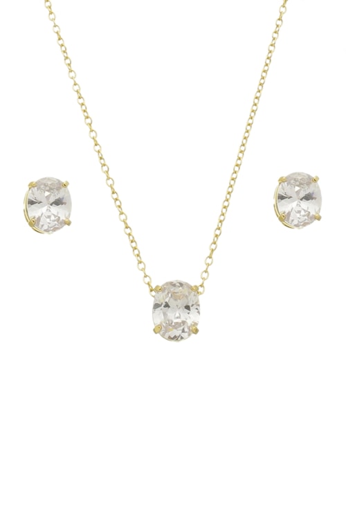 CONJUNTO PEDRA OVAL DE COR CRISTAL CJ089-O