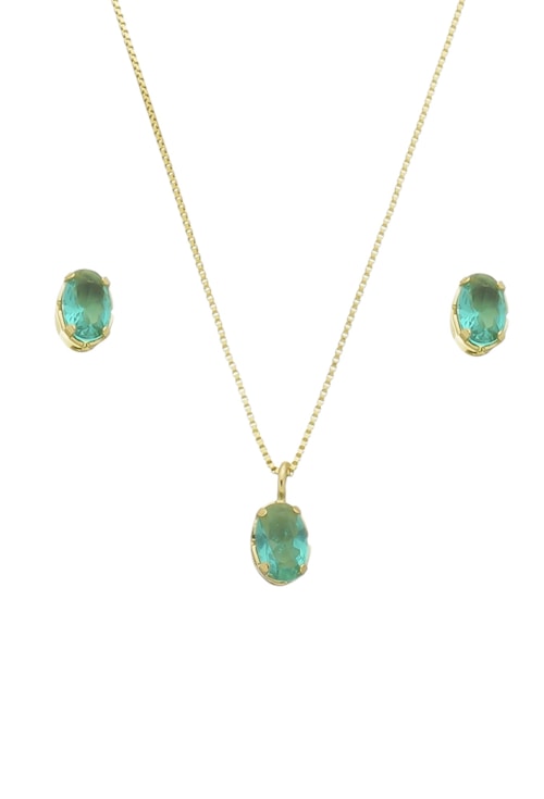 CONJUNTO PEDRA OVAL PEQUENA NO TURMALINA CJ088-O CONJUNTO PEDRA OVAL PEQUENA NO TURMALINA CJ088-O