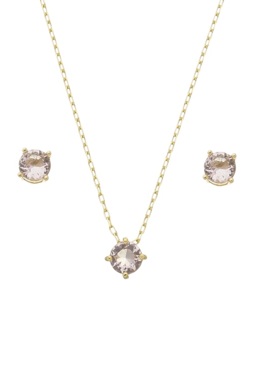 CONJUNTO PEDRA REDONDA DE KUNZITA CJ067-O