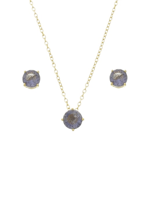 CONJUNTO PEDRA REDONDA GRANDE DE TANZANITA RUTILADA CJ092-O CONJUNTO PEDRA REDONDA GRANDE DE TANZANITA RUTILADA CJ092-O