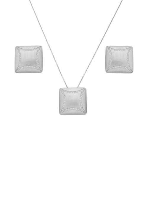 CONJUNTO QUADRADO ACETINADO COM ZIRCONIAS CJ192-R