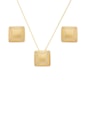 CONJUNTO QUADRADO ACETINADO COM ZIRCÔNIAS NO OURO CJ192-O