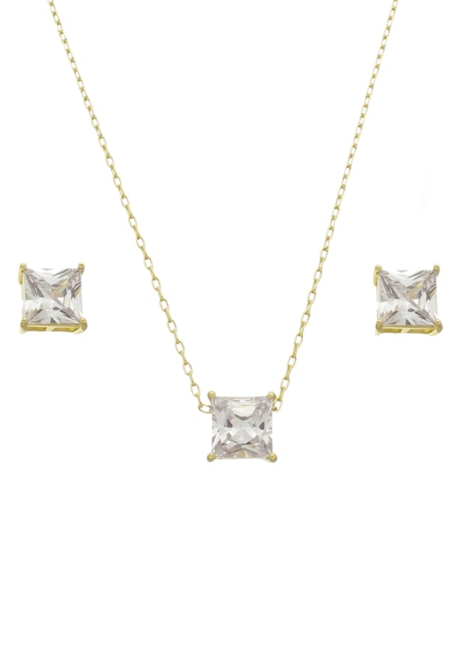 CONJUNTO QUADRADO COM PEDRA CRISTAL CJ082-O