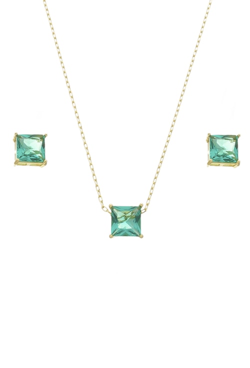 CONJUNTO QUADRADO COM PEDRA TURMALINA CJ082-O CONJUNTO QUADRADO COM PEDRA TURMALINA CJ082-O