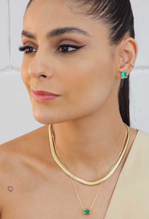 CONJUNTO QUADRADO COM PEDRA TURMALINA CJ082-O CONJUNTO QUADRADO COM PEDRA TURMALINA CJ082-O