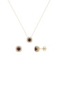 CONJUNTO QUADRADO CRAVEJADO COM PEDRA CHOCOLATE BANHADO A OURO CJ218-O
