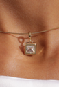 CONJUNTO QUADRADO CRAVEJADO COM PEDRA CRISTAL BANHADO A OURO CJ224-O
