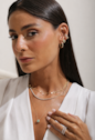 CONJUNTO QUADRADO CRAVEJADO COM PEDRA TURMALINA BANHADO A OURO CJ218-O
