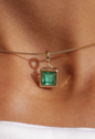 CONJUNTO QUADRADO CRAVEJADO COM PEDRA TURMALINA BANHADO A OURO CJ224-O