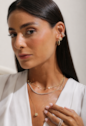 CONJUNTO QUADRADO CRAVEJADO COM PEDRA YELLOW BANHADO A OURO CJ218-O