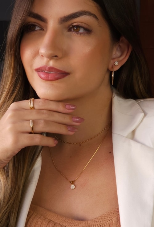 CONJUNTO REDONDO CRAVEJADO COM MICRO ZIRCÔNIAS CJ129-O