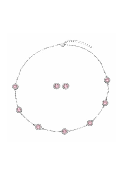 CONJUNTO REDONDO CRAVEJADO KUNZITA RÓDIO CJ195-R